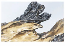 將圖片載入圖庫檢視器 VICKY YAO-Modern Abstract Resin Sculpture | Gold &amp; Black Driftwood Style Art | Faux Wood Art Decor for Office, Zen Space 28.3” L ×  12.6” H