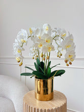 將圖片載入圖庫檢視器 VICKY YAO Faux Floral - Exclusive Design Real Touch Artificial 5Stems White Orchid Flower Arrangement