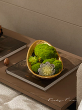 Load image into Gallery viewer, VICKY YAO Design Aesthetic - Exclusive Design Real Preserved Moss Art in Crescent metal base 25 x 7cm