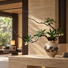 Load image into Gallery viewer, VICKY YAO - Realistic Bonsai Floral Arrangement in Pine Motif Ceramic Vase, Wabi Sabi Decor, Luxury Hotel &amp; Home Statement Piece L90xH80cm