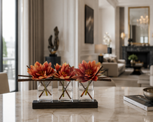 Load image into Gallery viewer, VICKY YAO - Luxury Orange Lotus Floral Arrangement, Modern Centerpiece, Artificial Lotus Flowers, Coastal Home Decor Hotel Lobby Decor