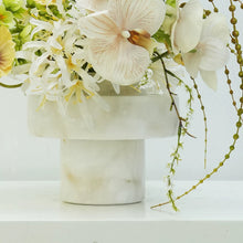 Load image into Gallery viewer, VICKY YAO Design Aesthetic-Luxury Artificial Orchid Arrangement in Marble Vase – French Elegance Floral Centerpiece L30xH50cm