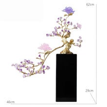 Load image into Gallery viewer, VICKY YAO - Luxury Natural Amethyst Crystal Tree Sculpture, Hand-Carved Solid Brass Bonsai, Handmade High-End Home Decor