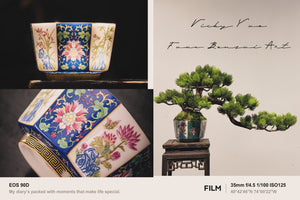 VICKY YAO Fine Bonsai- Exclusive Design Enamel Craft Basic Faux Bonsai Art 35x14x20 Gift Box