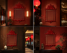 Load image into Gallery viewer, VICKY YAO - Handmade Chinese Red Pagoda Wall Mirror | Chinoiserie Decorative Mirror Oriental Bamboo Frame Mirror Luxury Asian Wall Decor