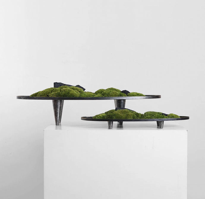 VICKY YAO  - Modern Zen Moss Centerpiece | Elevated Tabletop Landscape Art Japanese Inspired Table Decor Home & Office Decor Wabisabi Design