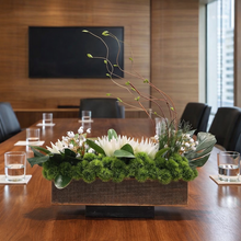 Load image into Gallery viewer, VICKY YAO - Luxury Green Floral Arrangement in Iron &amp; Marble Base – Modern Table Centerpiece for Office, Villa &amp; Hotel Decor