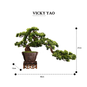 VICKY YAO Bonsai Art - Exclusive Design Oriental aesthetics faux Realistic Bonsai Art In Royal Chinoiserie Style Yixing Clay Pot