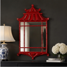 Load image into Gallery viewer, VICKY YAO - Handmade Chinese Red Pagoda Wall Mirror | Chinoiserie Decorative Mirror Oriental Bamboo Frame Mirror Luxury Asian Wall Decor