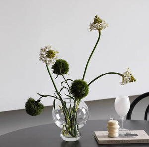 VICKY YAO-Set of 3 Chinese Sweet Plum Branches+ 3 Realistic Touch Green Ball Stems.Artificial Greenery Home Decor Faux Greenery Without Vase