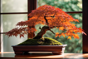 VICKY YAO Design Aesthetic - June New Arrival Exclusive Design Handmade Japanese Style Red Maple Bonsai Art 60L x 22W x 40cm H