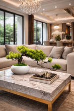 將圖片載入圖庫檢視器 VICKY YAO Faux Bonsai - Natural Fresh Green Artificial Bonsai Art In White Pot