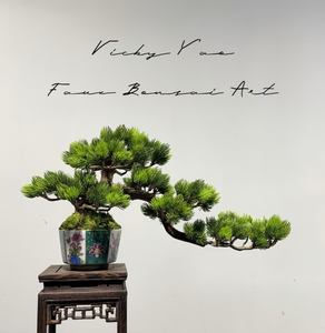 VICKY YAO Fine Bonsai- Exclusive Design Enamel Craft Basic Faux Bonsai Art 35x14x20 Gift Box