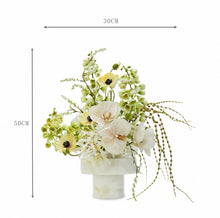 Load image into Gallery viewer, VICKY YAO Design Aesthetic-Luxury Artificial Orchid Arrangement in Marble Vase – French Elegance Floral Centerpiece L30xH50cm