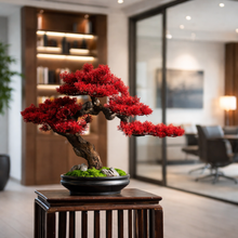 画像をギャラリービューアに読み込む, VICKY YAO - Red Maple Bonsai Tree Sculpture | Artificial Japanese Bonsai Decor | Zen Interior Art | L55×W23×H45cm