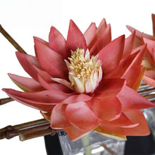 Load image into Gallery viewer, VICKY YAO - Luxury Orange Lotus Floral Arrangement, Modern Centerpiece, Artificial Lotus Flowers, Coastal Home Decor Hotel Lobby Decor