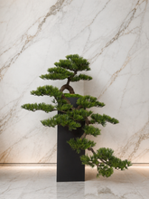 將圖片載入圖庫檢視器 VICKY YAO - Exclusive Design Luxury Handmade Realistic Bonsai Floor Sculpture with Black Pedestal Hotel Style Artificial Bonsai Tree