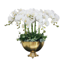 画像をギャラリービューアに読み込む, VICKY YAO Design - Faux White Orchid in Gold Vase Modern Home Decor Arrangement Tall Size H65cm