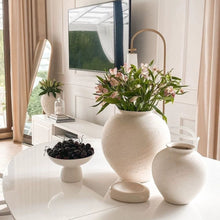 Load image into Gallery viewer, VICKY YAO - Handmade natural coarse texture  pottery Vase textured white Ceramic Wabi Sabi Vase – Rough Pottery 9 stems Flower Arrangement 60x50x70