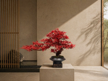 Laden Sie das Bild in den Galerie-Viewer, VICKY YAO Design Aesthetic -  New Arrival Exclusive Design Handmade Japanese Style Red Maple Bonsai Art L55xW22xH38cm