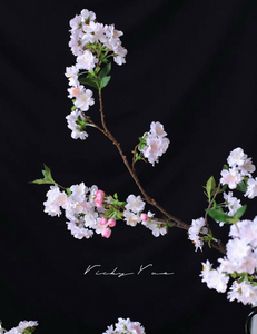 VICKY YAO-Set of includes 4 ultra-realistic faux cherry blossom stems home decor floral arrangements.Decorative branches without vase