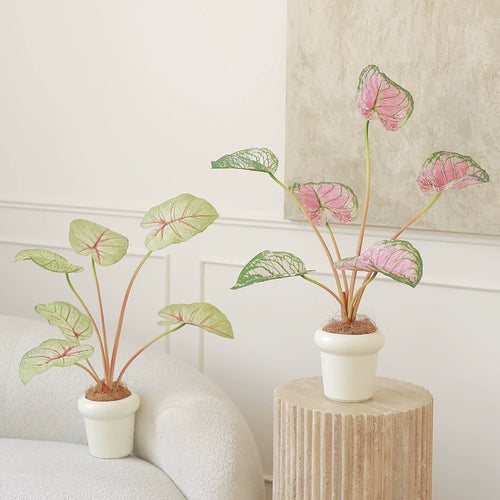 VICKY YAO - Real Touch Calla Lily Plant  Faux Tropical Leaf in Ceramic Pot, Aesthetic Home Decor Desk Plant Gift Idea