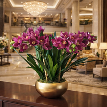 將圖片載入圖庫檢視器 VICKY YAO Design Aesthetic - Exclusive Design Handmade Natural Touch Artificial Cymbidium Orchid Flower Arrangement