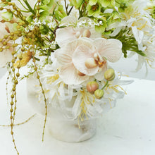 Load image into Gallery viewer, VICKY YAO Design Aesthetic-Luxury Artificial Orchid Arrangement in Marble Vase – French Elegance Floral Centerpiece L30xH50cm
