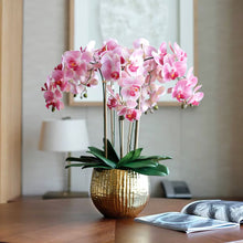 Load image into Gallery viewer, VICKY YAO Luxury Realistic Real Touch Orchid Arrangement in Gold Pot