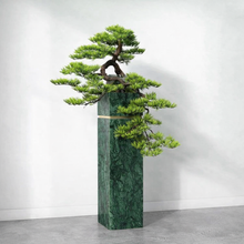Laden Sie das Bild in den Galerie-Viewer, VICKY YAO - Natural Indian Green Marble Base Artificial Bonsai Luxury Hotel Art Decor Modern Zen Sculpture for Lobby &amp; Interior Design