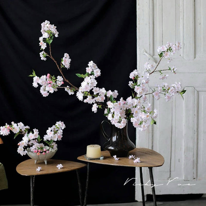 VICKY YAO-Set of includes 4 ultra-realistic faux cherry blossom stems home decor floral arrangements.Decorative branches without vase