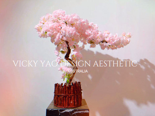 VICKY YAO Fine Art -  Exclusive Design Limited Handmade Realistic Sakura Bonsai Art 1mH x 1.1mL
