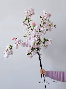 VICKY YAO-Set of includes 4 ultra-realistic faux cherry blossom stems home decor floral arrangements.Decorative branches without vase