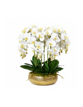 画像をギャラリービューアに読み込む, VICKY YAO Design aesthetic- Best Popular Handmade Exclusive Design Natural Touch Artificial Orchids 8 stems Art In Ceramic Golden Pot