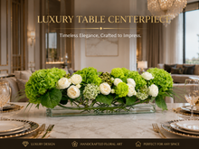 Load image into Gallery viewer, VICKY YAO - Luxury Long Table Floral Centerpiece | Artificial Flower Arrangement | Statement Floral Art | Elegant Dining Table Decor 16”