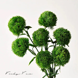 VICKY YAO Design Aesthetic - Exclusively Designed Green Real Touch Dianthus Arrangement with Lifelike Texture