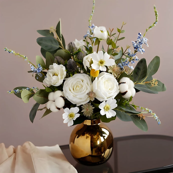VICKY YAO Faux Floral - Exclusive Design Cotton Rose Floral Arrangement