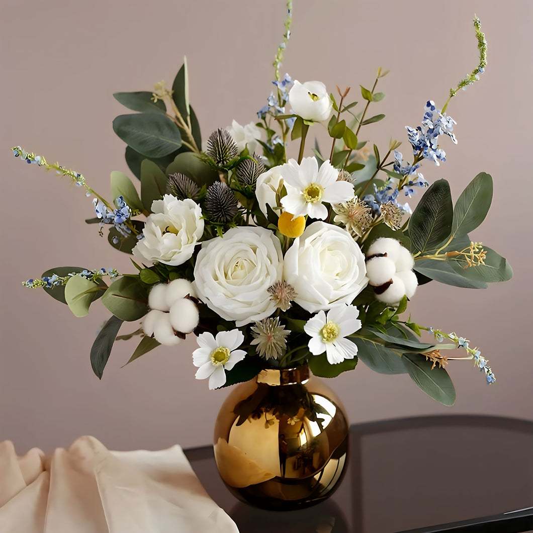 VICKY YAO Faux Floral - Exclusive Design Cotton Rose Floral Arrangement