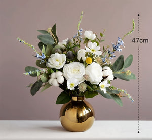 VICKY YAO Faux Floral - Exclusive Design Cotton Rose Floral Arrangement