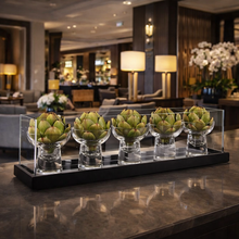 Load image into Gallery viewer, VICKY YAO- Luxury Faux Artichoke Centerpiece | Modern Glass Display Decor | High-End Hotel Lobby Table Styling | Designer Home Accent