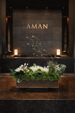 Load image into Gallery viewer, VICKY YAO - Luxury Green Floral Arrangement in Iron &amp; Marble Base – Modern Table Centerpiece for Office, Villa &amp; Hotel Decor