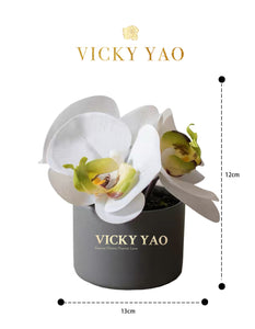 VICKY YAO FRAGRANCE - Cute Natural Touch White Faux Orchid Art & Luxury Fragrance 50ml
