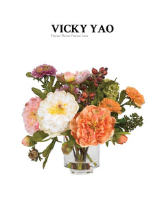 VICKY YAO Faux Floral - Classic Style Natural Color Faux Peony Floral Art
