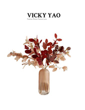 將圖片載入圖庫檢視器 VICKY YAO Faux Floral- Exclusive Design Colorful Artificial Eucalyptus Flower Arrangement With Vase