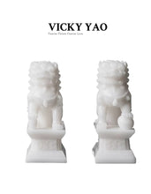 將圖片載入圖庫檢視器 VICKY YAO Table Decor - The Forbidden City Inspired Jade White Table Decoration Pair Of Lion