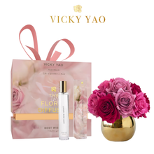 將圖片載入圖庫檢視器 VICKY YAO FRAGRANCE - Natural Touch Mix 12 Alice Roses Golden Ceramic Pot &amp; Luxury Fragrance 50ml