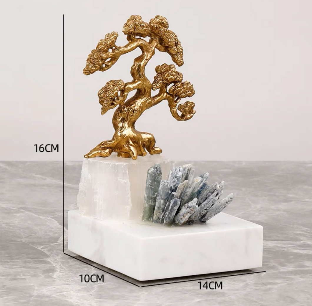 VICKY YAO Table Decor - Exclusive Design Luxury Golden Bonsai Natural Crystal Table Art