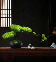 画像をギャラリービューアに読み込む, VICKY YAO Faux Bonsai - Natural Fresh Green Pine Artificial Bonsai Arrangement &amp; Luxury Bonsai Fragrance 50ml