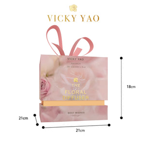VICKY YAO FRAGRANCE - Best Selling Natural Touch Super Large 12cm Fuchsia Damask Rose & Luxury Fragrance Gift Box 50ml