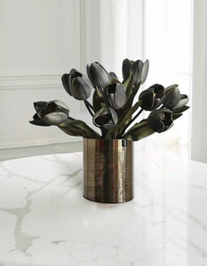 VICKY YAO Faux Floral - Exclusive Design Natural Touch Artificial Black Tulips Arrangement